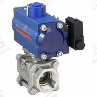 DYNAQUIP CONTROLS Pneumatically Actuated Two-Way Ball Valve: 1 1/4 in, Stainless Steel, FNPT x FNPT (MPN P3S26AJDA052A). Key specifications — Brand: DYNAQUIP CONTROLS; Pilot Solenoid Voltage: 115V AC.