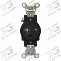 LEVITON Single Receptacle Outlet: Single, 6-20, Black, 250V AC, 20 A, 2 Pole / 3 Wire (MPN T5461-E)