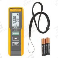 FLUKE Laser Distance Meter: Area Measurement/Continuous Measurement, Inch/Metric, 2 in – 131 ft, AAA (MPN FLUKE 417D). Key specifications — attr938983: Meters; attr938974: Continuous Measurement; attr934751: FLUKE; attr938968: ± 2 mm; attr938977: Red.