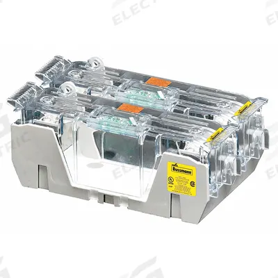 BUSSMANN Fuse Block: Open Block Design, 2 Pole, 250 V AC, Box Lug - Fuse Blocks for UL Class H & K Fuses