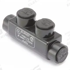 BURNDY Multitap Connector: 2 Port, In-Line Entry, 14 AWG – 1/0 AWG Wire Size, Black (MPN 1PBS1/0). Key specifications — Body Material: Aluminum; Brand: BURNDY.