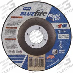 NORTON Depressed Center Cut-Off Wheel: Type 27, 4 1/2" x 1/16" x 7/8", Zirconia Alumina, 24 Grit (MPN 66252843219). Key specifications — Series: BlueFire RightCut; Brand: NORTON.
