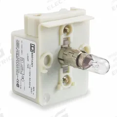 SCHNEIDER ELECTRIC Lamp Module: 30 mm Size, Clear, Incandescent, 230 V AC Rating, Transformer (MPN 9001KM7). Key specifications — Compatible Operator: Selector Switch; Compatible with Series: 9001K; Terminal Connection Type: Screw Clamp Terminals; Brand: SCHNEIDER; Manufacturer Part Number: 9001KM7; Includes Bulb: Bulb Included.