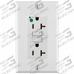 LEVITON Duplex Receptacle: Hospital Grade Fed. Spec., Duplex, 5-20R, White, GFCI, 125V AC, 20 A (MPN GFNT2-HGW)