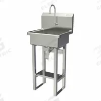 SANI-LAV Wash Station: 43 1/2 in Overall Ht, 17 in Bowl Lg, 7 in Bowl Dp, 0.5 gpm Flow Rate, 16 ga (MPN 725FK1.5). Key specifications — Includes Side Splash: Side Splash Not Included; Brand: SANI-LAV.