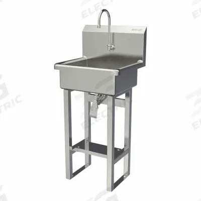 SANI-LAV Wash Station: 43 1/2 in Overall Ht, 17 in Bowl Lg, 7 in Bowl Dp, 0.5 gpm Flow Rate - One-Station Freestanding Hand Sinks with Faucets
