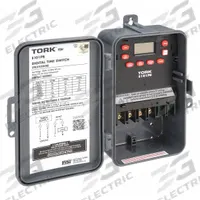 TORK Electronic Timer: 24 hr, Not Astronomic, 120-277V AC, SPST, Digital (MPN E101PB). Key specifications — Body Material: Plastic; Indoor/Outdoor Usage: Indoor; Astronomic Functionality: Not Astronomic; Mounting Style: Surface; Brand: TORK.