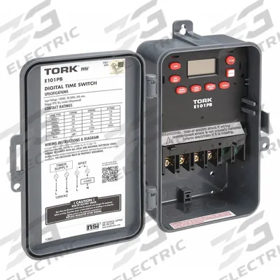 TORK Electronic Timer: 24 hr, Not Astronomic, 120-277V AC, SPST - Digital Timer Switches