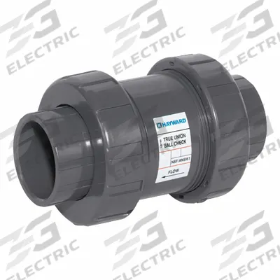 HAYWARD Ball Check Valve: Ball, Inline Valve Body, Polypropylene, 1 1/2 in Pipe Size - Polypropylene Ball Check Valves
