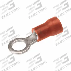 BURNDY Vinyl Ring Terminal For 22 - 16 AWG: Red, Vinyl Insulation, #3/#4 Stud Size, 600 V (MPN TP164). Key specifications — attr1308053: #3; attr1308027: BURNDY; attr1356587: Funnel Entry.