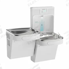 ELKAY Drinking Fountain with Bottle Filler: On-Wall, 8 gph @ 50°F, Stainless Steel, White (MPN LZSTL8WSAP). Key specifications — Brand: ELKAY; Housing Material: Stainless Steel; Filter Access: Bottom Panel Access; Housing Finish: Arctic White; Chilling Capacity: 8 gph @ 50°F; Housing Color: White.