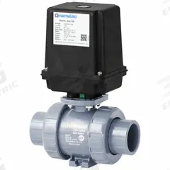 HAYWARD FLOW CONTROL Electrically Actuated Two-Way Ball Valve: 3/4 in, PVC, 120V AC, Straight (MPN EATBH107STE). Key specifications — Actuator Features: Thermal Overload Protection; Brand: HAYWARD FLOW CONTROL.