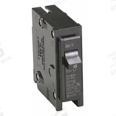 EATON Circuit Breaker: 15 A, 120/240V AC, Single Phase, 10kA at 120/240V AC, Type BR Loadcenters (MPN BR115). Key specifications — Amps: 15 A; AC Voltage Rating: 120/240V AC; Phase: Single; Max. AIR Rating: 10kA at 120/240V AC; Circuit Breaker Type: Standard; For Use With: Type BR Loadcenters; Brand: EATON.