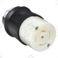 HUBBELL Locking Connector: Non-NEMA, Black/White, 250/600V AC, 10 A_20 A Current Rating, 4 Poles (MPN HBL3523C). Key specifications — Brand: HUBBELL.
