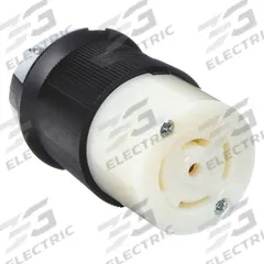 HUBBELL Locking Connector: Non-NEMA, Black/White, 250/600V AC, 10 A_20 A Current Rating, 4 Poles (MPN HBL3523C). Key specifications — Brand: HUBBELL.