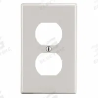 HUBBELL Wall Plate: Duplex Outlet, 1 Gang, Almond, Std Size (MPN P8LA). Key specifications — Brand: HUBBELL; Material: Polycarbonate.