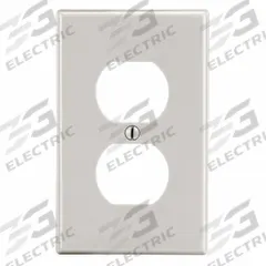 HUBBELL Wall Plate: Duplex Outlet, 1 Gang, Almond, Std Size (MPN P8LA). Key specifications — Brand: HUBBELL; Material: Polycarbonate.