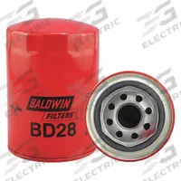 BALDWIN FILTERS Oil Filter: BD28, M26 x 1.50 Thread Size, 5 3/8 in Overall Ht, Oil, Ford, Cellulose. Key specifications — Baldwin Interchange: BD28; Brand: BALDWIN FILTERS; Compatible Vehicle Make: Ford; Includes: 20 psid Bypass Valve; Media Material: Cellulose.