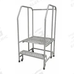 COTTERMAN Rolling Ladder: 1.7 ft Platform Ht, Assembled, Steel, Wt-Actuated Auto-Lock, Serrated (MPN 1002R2626A3E30B3C1P6). Key specifications — Includes Handrails: Handrails Included; Material: Steel; Brand: COTTERMAN; Color: Gray.