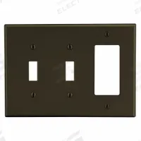 HUBBELL Wall Plate: Combo, 3 Gang, Brown, Midsize Size (MPN PJ226). Key specifications — Brand: HUBBELL; Material: Polycarbonate.