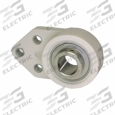 IPTCI BEARINGS 3 Bolt Flange Bearing: Radial Ball, 1 1/8 in Bore, PBT Plastic - Washdown Flange-Mount Ball Bearings