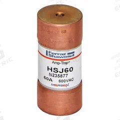 MERSEN Fuse: HSJ Series, Class J, Cylindrical Body, Very-Fast-Acting, 60 A, 600 V AC, 500 V DC (MPN HSJ60). Key specifications — Series: HSJ; Brand: MERSEN.
