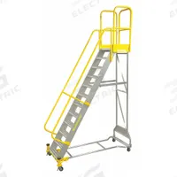 COTTERMAN Rolling Ladder: 7.5 ft Platform Ht, Partially Assembled, Aluminum, Manual Lock, Serrated (MPN WMXA09R37A3P3). Key specifications — Includes Handrails: Handrails Included; Material: Aluminum; Brand: COTTERMAN; Color: Gray.