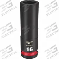 MILWAUKEE Deep Impact Socket: 1/2 in Drive Size, Metric, 16 mm Socket Size, 6-Point, Deep, Friction (MPN 49-66-6277). Key specifications — attr1215501: MILWAUKEE; attr1215515: Black Phosphate; attr1215518: 16 mm.
