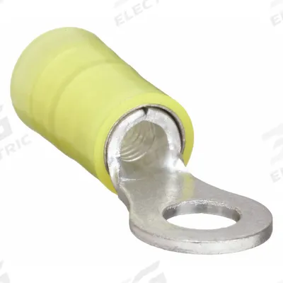 PANDUIT Ring Terminal: Yellow, Nylon Insulation, #10 Stud Size, 12 AWG to 10 AWG Wire Sizes - Insulated Ring Terminals