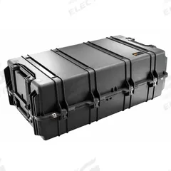 PELICAN Protective Case: 21 1/2 in x 41 1/8 in x 14 7/8 in Inside, No Foam, Black, 4 Wheels, IP67 (MPN 1780-001-110). Key specifications — Handle Style: Folding; Brand: PELICAN; Case Closure Type: Double Throw.