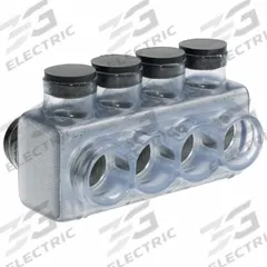 POLARIS Multitap Connector: 4 Port, Double-Sided Entry, 6 AWG – 600 kcmil Wire Size, Clear (MPN IPLD600-4CB). Key specifications — Body Material: Aluminum; Brand: POLARIS.