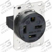 HUBBELL Receptacle: Single, 15-60, Black, 250V AC, 60 A, 3 Pole / 4 Wire (MPN HBL8460A)