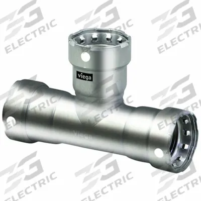 VIEGA MEGAPRESS Crimp Tee Fitting: 1 1/4 in Pipe x 1 1/4 in Pipe x 1 1/4 in Pipe Size - Potable Water Stainless Steel Press Fittings