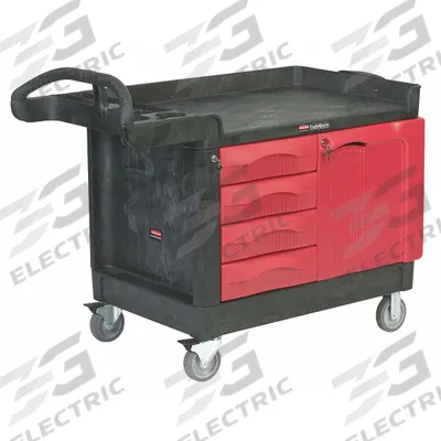 RUBBERMAID COMMERCIAL PRODUCTS Mobile Cabinet Workbench: 49 in x 26 1/4 in, Plastic, Black - Light Duty Mobile Cabinet Benches with Drawers