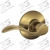 SCHLAGE Door Lockset: Passage Lever Locksets, Brass, ADA Compliant (MPN F10 ACC 609). Key specifications — Ligature Resistance: Not Ligature-Resistant; Brand: SCHLAGE; Lockset Function ANSI Code: F75; Visual Indicator Message: No Message; Lockset Style: Accent; ADA Compliant: Yes; Finish: Satin Brass, Blackened, Satin Relieved, Clear Coated.