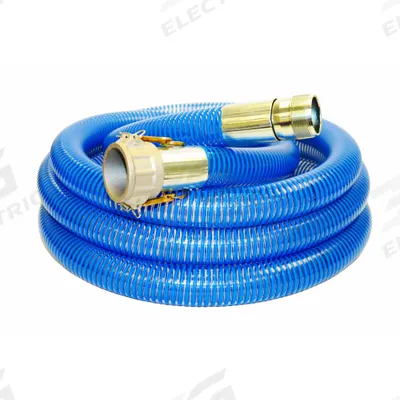 KURIYAMA Suction and Discharge Hose: 2 in Hose Inside Dia., 90 psi, Blue/Clear - PVC Water Suction & Discharge Hose Assemblies with PVC Helix Reinforcement