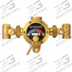 LEONARD VALVE Thermostatic Mixing Valve: 1 in Inlet Connection Size, 1 1/4 in Outlet Connection Size (MPN TM-80-AT-LF-CP). Key specifications — Includes: Check-stops; Brand: LEONARD VALVE.