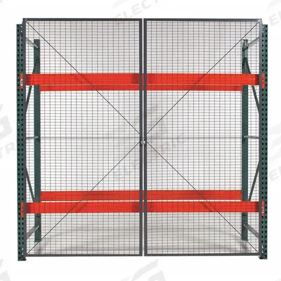 WIRECRAFTERS Door Kit: 1 Bays, 96 in x 1 1/4 in x 144 in, 10 ga, Steel, Powder Coated - Wire Mesh Hinged-Door Kits for Pallet Rack Enclosures