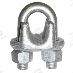 DAYTON Wire Rope U-Bolt Clip: 3/8 in Compatible Rope Dia, 6 1/2 in Rope Turnback Lg, Malleable Iron (MPN 2VKJ4). Key specifications — Fabrication: Cast; Color: Silver; Material: Malleable Iron; Brand: DAYTON.