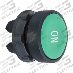 SCHNEIDER Flush Push Button: Green, 22 mm Mounting Size, Non-Metallic, Momentary (MPN ZB5AA341). Key specifications — Brand: SCHNEIDER; Action: Momentary; Legend: On; Series: XB5; Push Button Material Type: Non-Metallic.