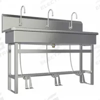 SANI-LAV Wash Station: 45 in Overall Ht, 57 in Bowl Lg, 8 in Bowl Dp, 2 gpm Flow Rate, 16 ga (MPN 56FSL). Key specifications — Includes Side Splash: Side Splash Not Included; Brand: SANI-LAV.