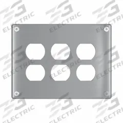 LEGRAND Wall Plate: Duplex Outlet, 3 Gang, Silver, Jumbo Size (MPN WSP63D1PS). Key specifications — Brand: LEGRAND; Material: Stainless Steel; Includes: Torx Security Screws.
