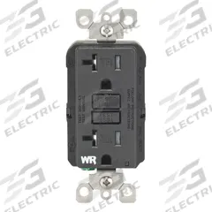 LEVITON GFI Receptacle: Decorator Duplex, 5-20, Black, GFCI, 125V AC, 20 A, 2 Pole / 3 Wire (MPN GFWT2-E)