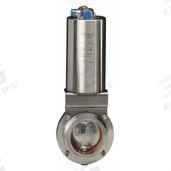 VNE Pneumatic Butterfly Valve: 145 psi Actuator Air Pressure - Max, Air to Spring, 4 in Pipe Size (MPN 51C4.0AE/VBAC-XX). Key specifications — Average Surface Roughness (Ra): 32; Brand: VNE; Pilot Solenoid Voltage: Not Included.
