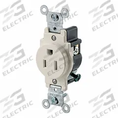 LEVITON Plugs and Receptacles: Single, 5-15, Light Almond, 125V AC, 15 A, 2 Pole / 3 Wire (MPN T5015-T)