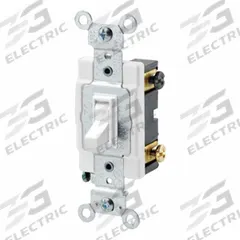LEVITON Toggle Framed Double-Pole, 20 Amp: Toggle Switch, Double Pole, Maintained, White, 20 A (MPN 54522-2W). Key specifications — Illuminated: No; Voltage Rating: 120/277V AC.