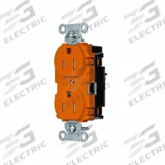 HUBBELL Receptacle: Duplex, 5-15, Orange, 125V AC, 15 A, 2 Pole / 3 Wire (MPN BR15STOTR)