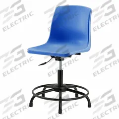 BLUE RIDGE ERGONOMICS Shell Chair: Blue, Plastic Material, 17 in Back Ht, 16 in Seat Wd, Black Frame (MPN SDHCH-RT-RG-BLU). Key specifications — attr982877: Black; attr982865: Blue; attr982870: BLUE RIDGE ERGONOMICS; attr982901: Blue.