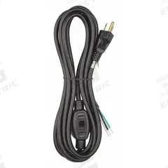 APPROVED VENDOR Power Cord: 12 ft Lg, 3/16, 5-15P Plug, Bare Wire Receptacle, SJT, PVC, 10 A Current (MPN 1TNB4). Key specifications — attr1326987: APPROVED VENDOR; attr1326973: PVC.