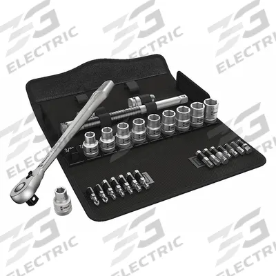 WERA Socket Wrench Set: 1/2 in Drive, 28 Piece, 6-Point, SAE - SAE Socket Sets with Drive Tools